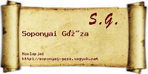 Soponyai Géza névjegykártya