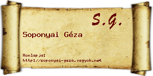 Soponyai Géza névjegykártya